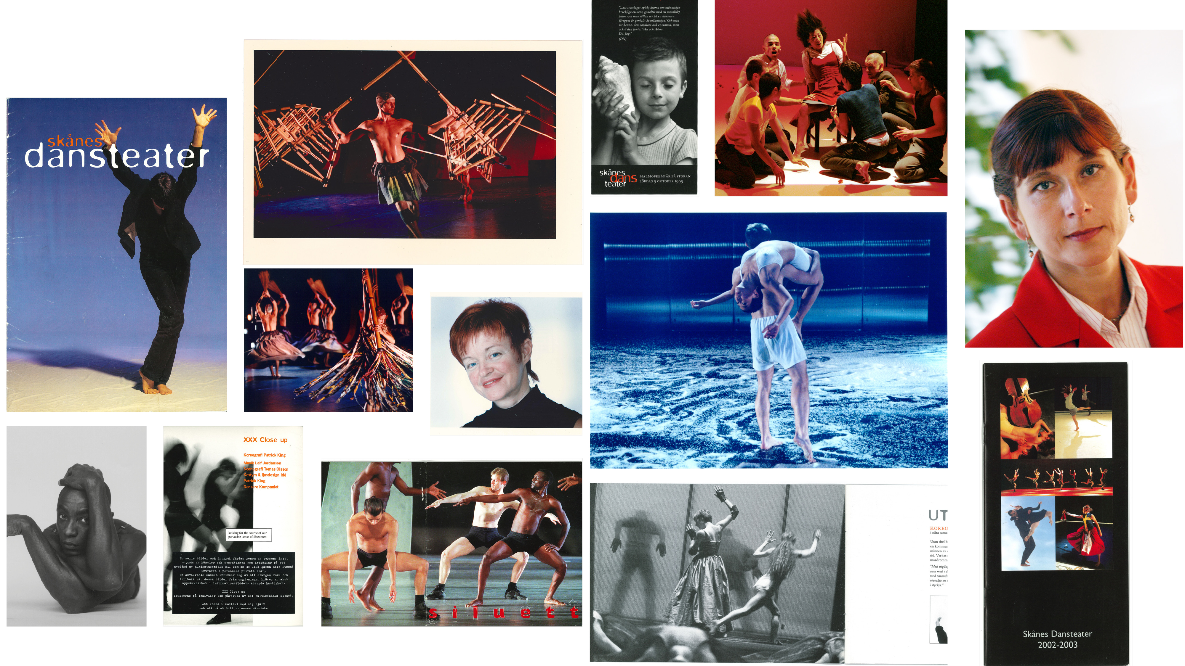 Bildcollage från Skånes Dansteaters historia.